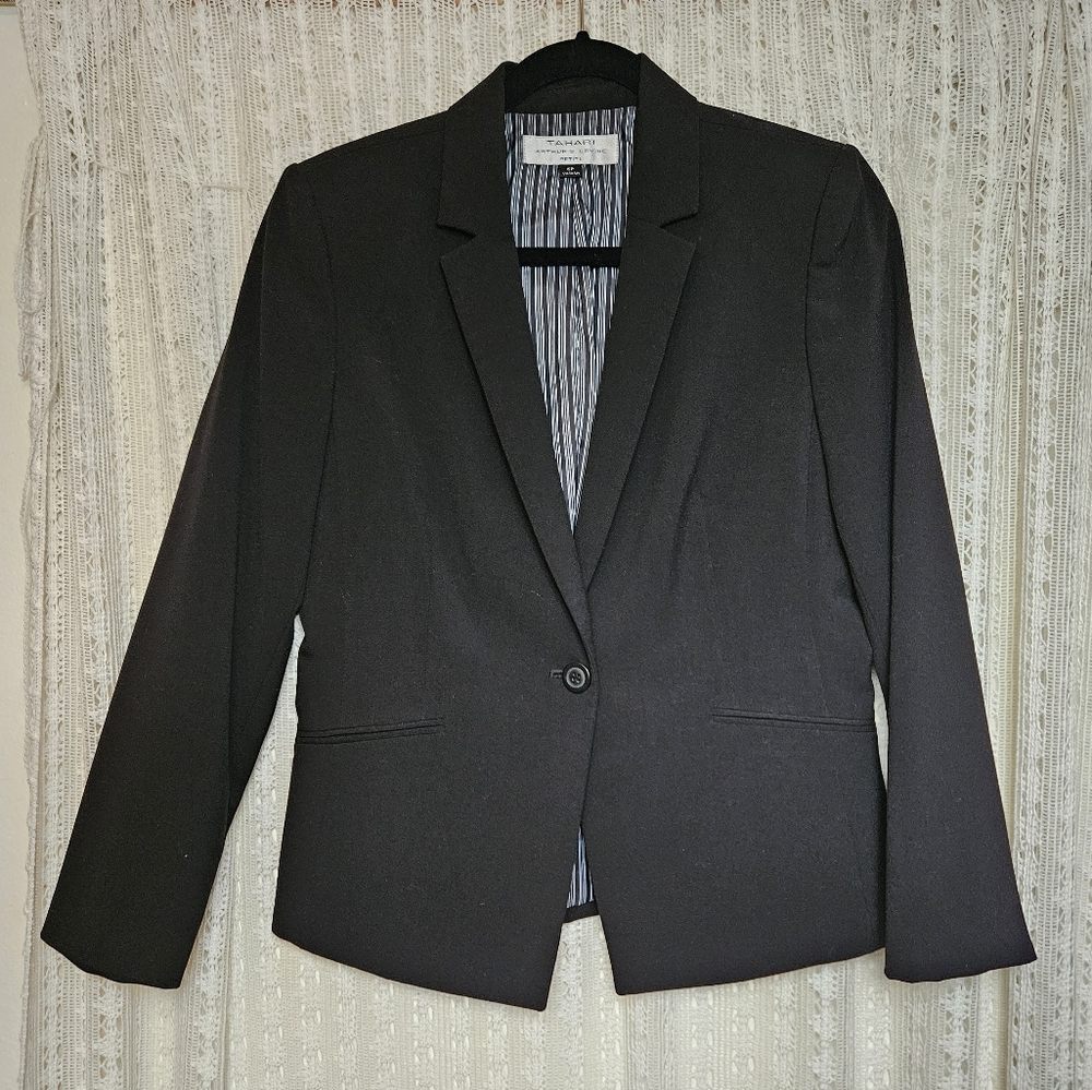 TAHARI Petites Double Lined Black Blazer Size 6 Petite
